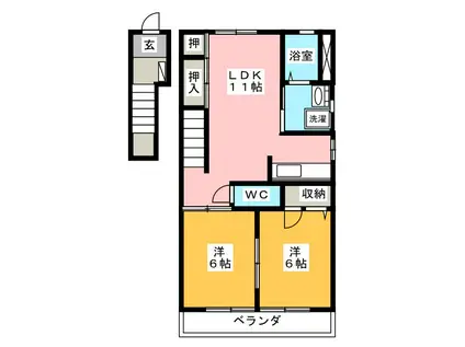 フレンズ A(2LDK/2階)の間取り写真