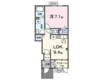 アムール・K(1LDK/1階)の間取り写真