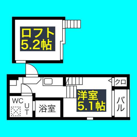 ハーモニーテラス川名町(1K/2階)の間取り写真