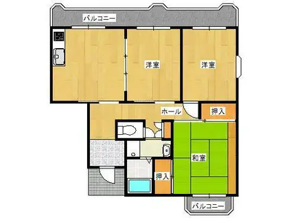 ドエル川村(3DK/3階)の間取り写真