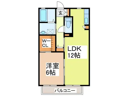 メゾンボヌールA(1LDK/2階)の間取り写真
