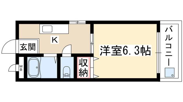 コーポ山の田(1K/2階)の間取り写真