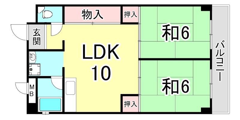加島第3マンション(2LDK/3階)の間取り写真