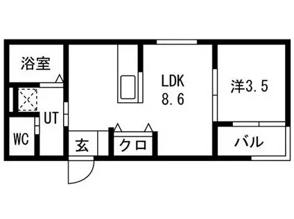 スターブル野並(1LDK/2階)の間取り写真