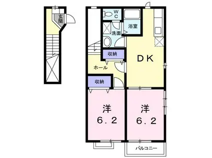 スターナハイム(2DK/2階)の間取り写真