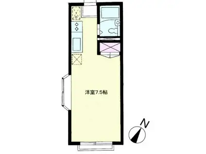 フラワーハイツ・パート5(ワンルーム/1階)の間取り写真