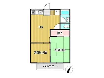 Kハイツ(2DK/2階)の間取り写真