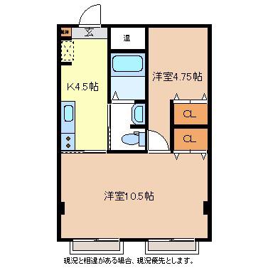 コーポAQA(2K/1階)の間取り写真