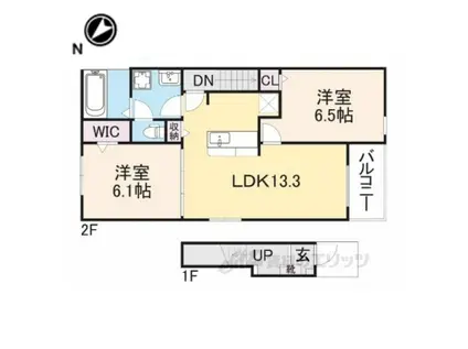 カーサKスワン1(2LDK/2階)の間取り写真