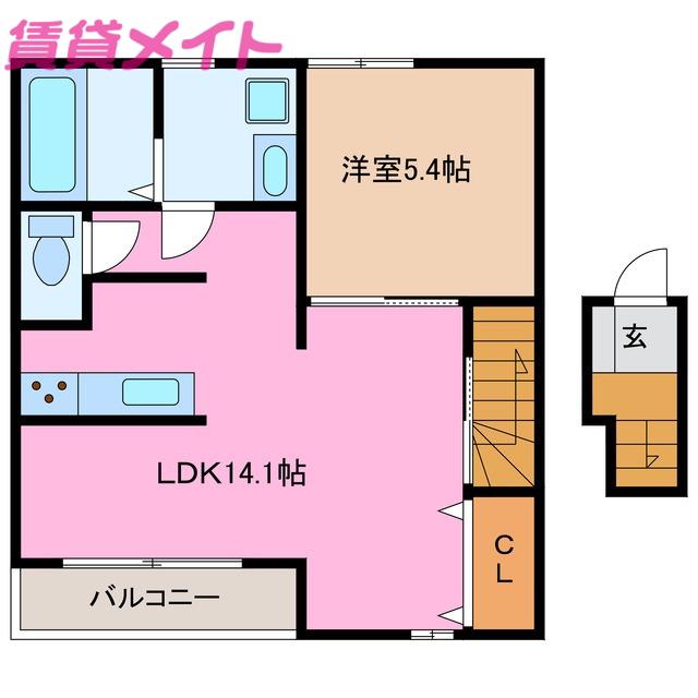 クオーレ白須賀(1LDK/2階)の間取り写真