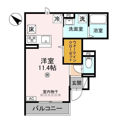 ESPRIT V(ワンルーム/1階)の間取り写真