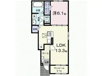ホップV A(1LDK/1階)の間取り写真
