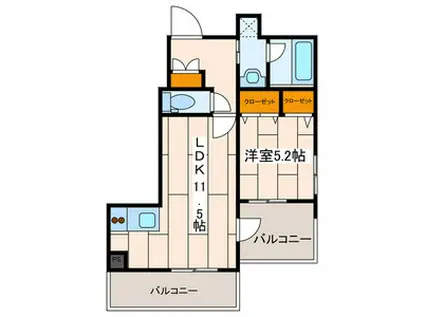 グローリーヒヨシ(1LDK/2階)の間取り写真