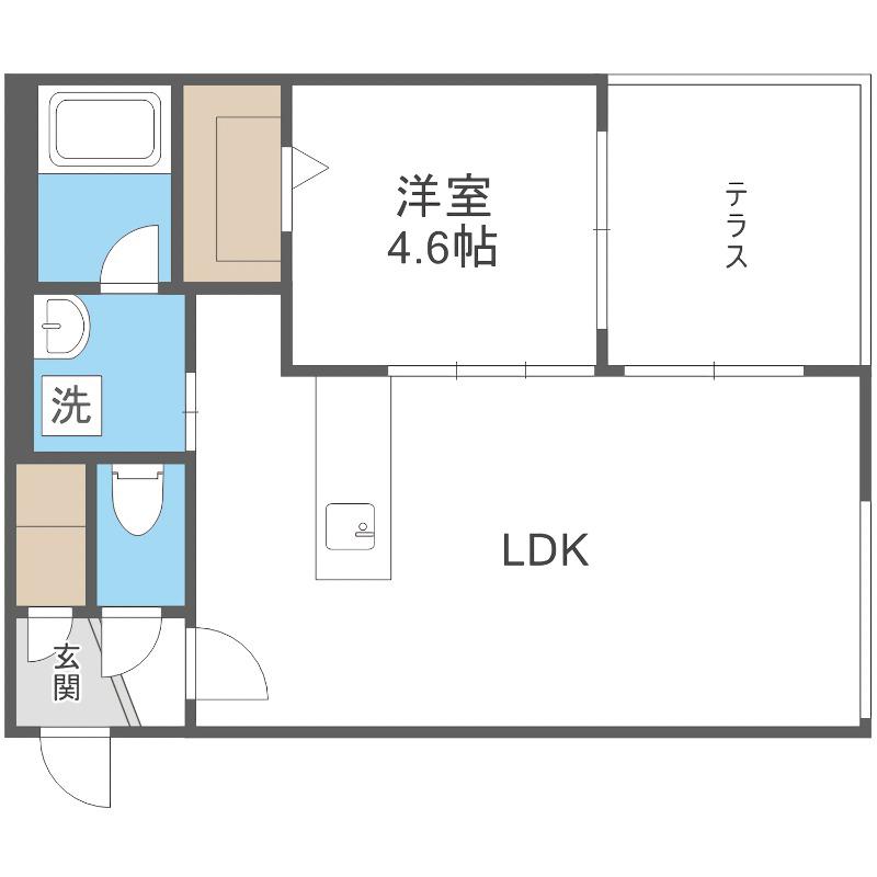 カレラ学園前(1LDK/1階)の間取り写真
