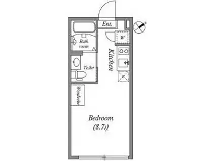 ALERO市谷台町(1K/2階)の間取り写真