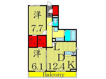 RSAIII(2LDK/2階)の間取り写真