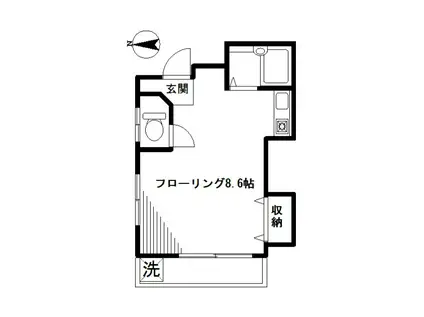 稲川ビル(ワンルーム/3階)の間取り写真