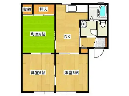 ディアス諏訪C棟(3DK/2階)の間取り写真