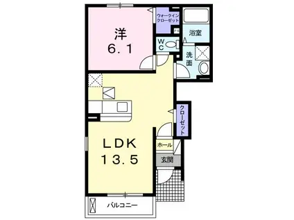 グランデ・ラ・テールA(1LDK/1階)の間取り写真