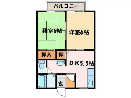 メゾントレビXII(2DK/2階)の間取り写真