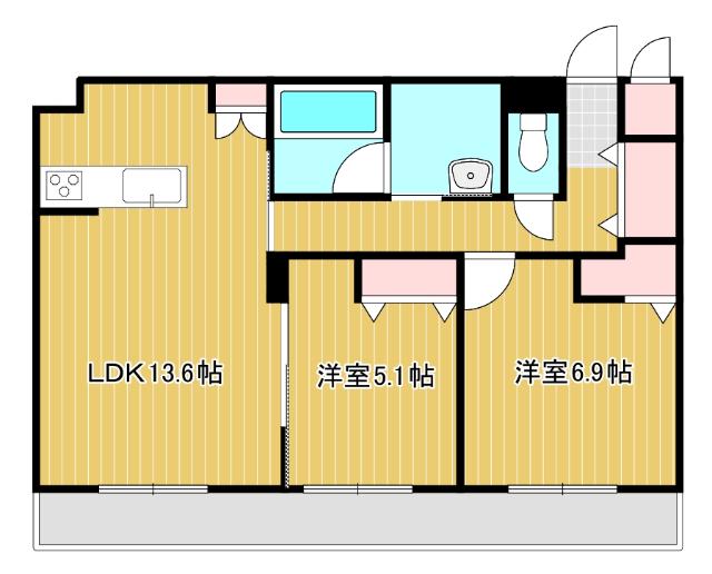 ジュノール千歳真々地(2LDK/2階)の間取り写真