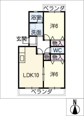 サニーフラワー(2LDK/3階)の間取り写真