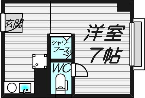 グッドライフ北千里(ワンルーム/3階)の間取り写真