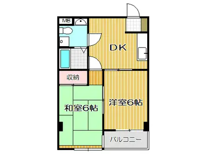 ノアール(2DK/6階)の間取り写真