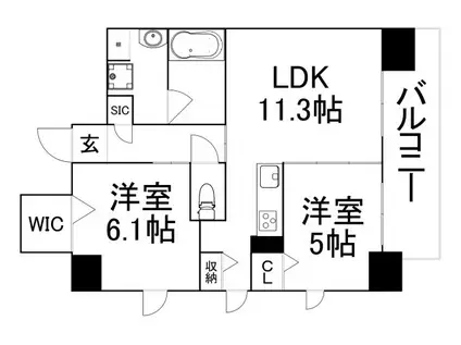 ル・セル上町台(2LDK/2階)の間取り写真