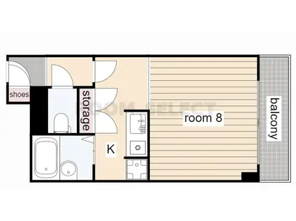 ウイステリア堀田(1K/4階)の間取り写真