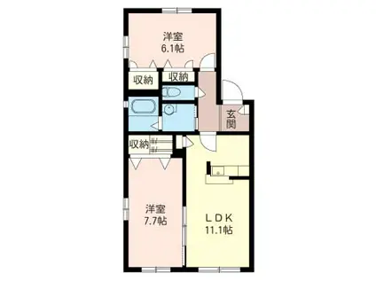 プレミールC(2LDK/2階)の間取り写真