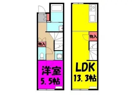 岡III(1LDK/1階)の間取り写真