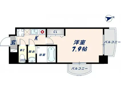 ラグゼ森之宮(1K/7階)の間取り写真