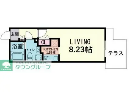 ブランシェ哲学堂通(ワンルーム/1階)の間取り写真