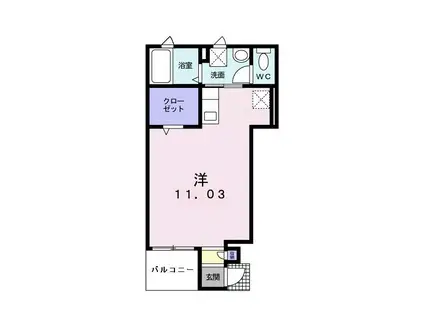 ピュアーズ06 A(ワンルーム/1階)の間取り写真