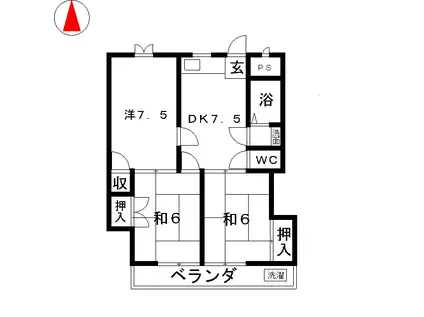 木下マンション(3DK/2階)の間取り写真