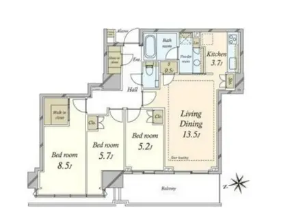 プラウドタワー芝浦(3LDK/30階)の間取り写真