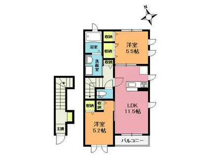 フォレストガーデンII(2LDK/2階)の間取り写真