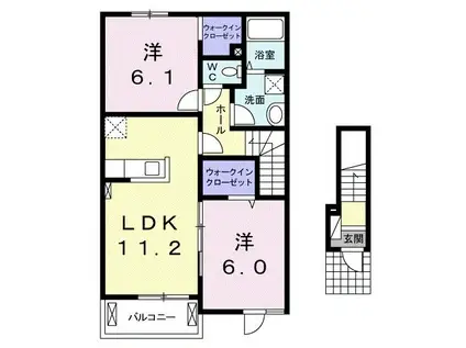 ソレーラIII(2LDK/2階)の間取り写真