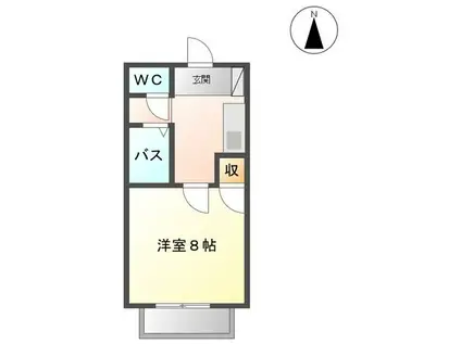 ローレルY&K(1K/1階)の間取り写真