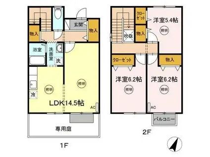 ユニフレックス西宝町(3LDK/1階)の間取り写真