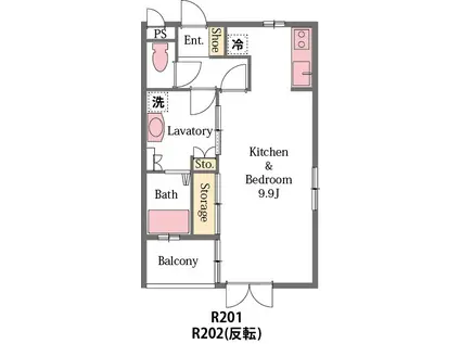 エスポワールK(1K/2階)の間取り写真