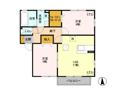 リビングタウン佐久平 A/B/C/D/E/F/(2LDK/1階)の間取り写真