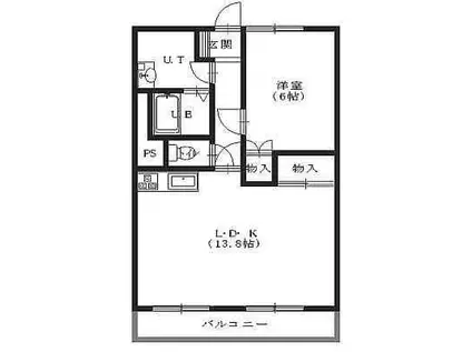 ロイヤルシティ参番館(1LDK/8階)の間取り写真
