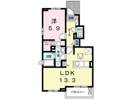 グランディール28 A(1LDK/1階)の間取り写真