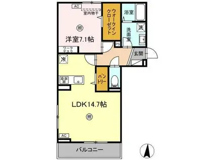 D-ROOM長浜(1LDK/2階)の間取り写真