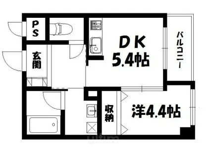 武三ビルディング(1DK/2階)の間取り写真