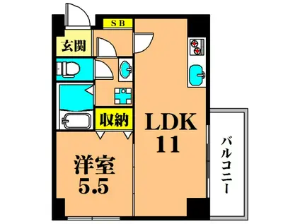メーゾン俊3RD(1LDK/2階)の間取り写真