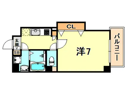 アーバネックス六甲道(1K/3階)の間取り写真