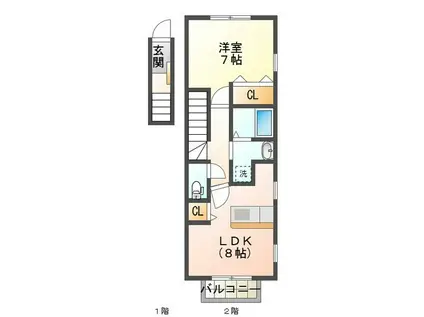 グリーンタウン弐番館(1LDK/2階)の間取り写真